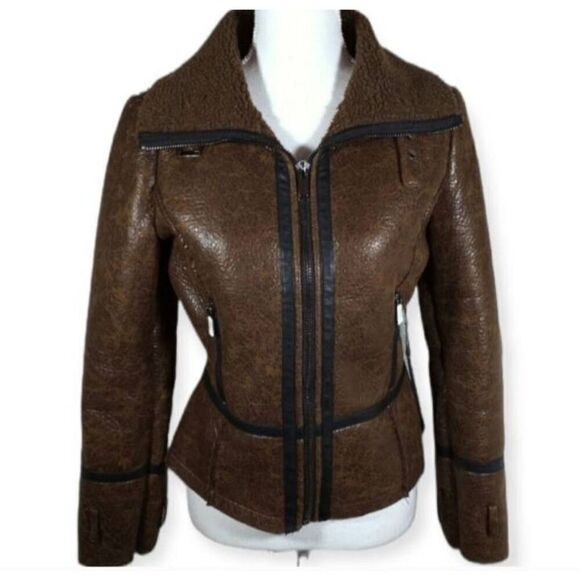FOREVER 21 BROWN FAUX LEATHER JACKET SZ.S NWT. - Picture 1 of 9